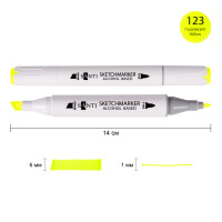 Маркер спиртовой Флуоресцентный желтый 123, SANTI Professional