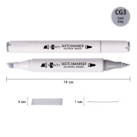 Маркер спиртовой Холодный серый 3 CG3, SANTI Professional