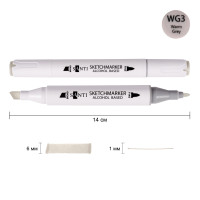 Маркер спиртовой Теплый серый 3 WG3, SANTI Professional