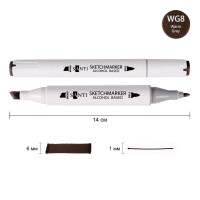 Маркер спиртовой Теплый серый 8 WG8, SANTI Professional