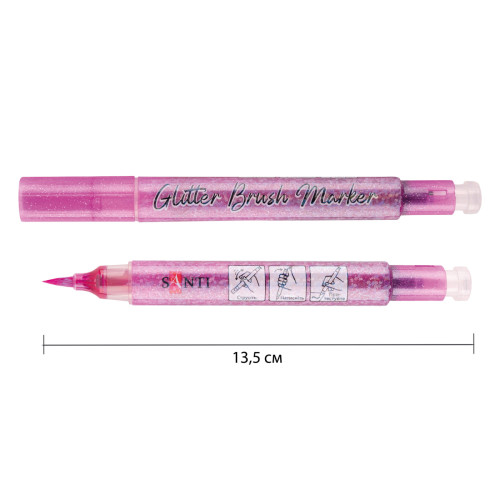 Маркер-кисть акварельный глиттерный Розовый рай 09, SANTI Glitter Brush