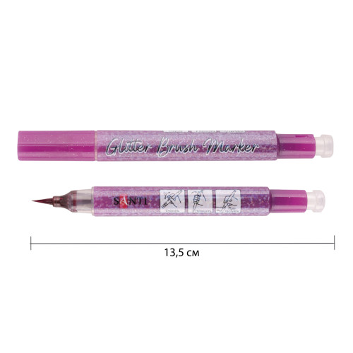 Маркер-кисть акварельный глиттерный Розовая орхидея 16, SANTI Glitter Brush