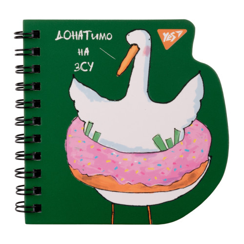 Блокнот на спирали в точку 10x10 см Гусь 30 листов