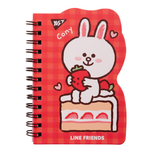 Блокнот на двойной спирали в клетку В7 60 листов Line Friends Cony YES