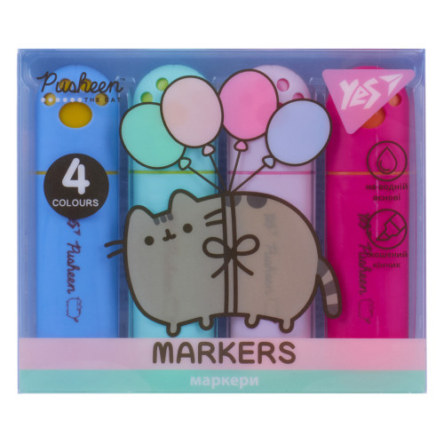 Набор текстовых маркеров Yes Pusheen, 4 шт.