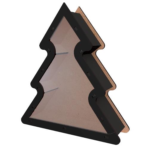 Подарочная коробочка для презентов и сладостей, Футляр Елка, Размер S: 18см х 20см х 5см, Black