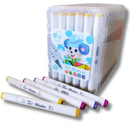 Набор маркеров для рисунка 60 шт Mouse универсальный пенал (син.)