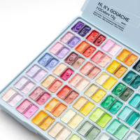 Набір гуашевих фарб HIMI Twin Cup 112x12 мл, блакитний пластиковий пенал