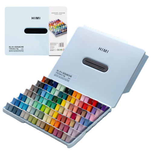 Набор гуашевых красок HIMI Twin Cup 112x12 мл, голубой пластиковый пенал