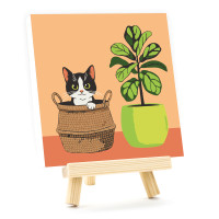 Набір картина за номерами Кошеня у вазоні, 15x15 см, з мольбертом ROSA START