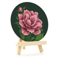 Набір картина за номерами Ніжна півонія, кругла, Ø15 см, з мольбертом ROSA START