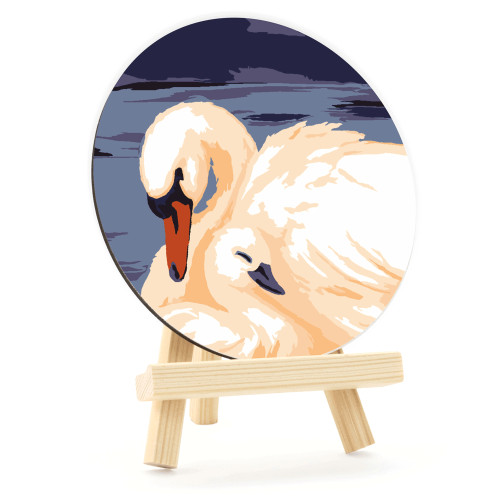 Набор картина по номерам Лебединая нежность, круглая, Ø15 см, с мольбертом ROSA START