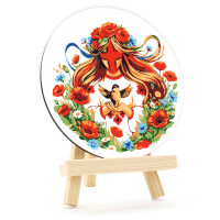 Набір картина за номерами Заквітчана, кругла, Ø15 см, з мольбертом ROSA START