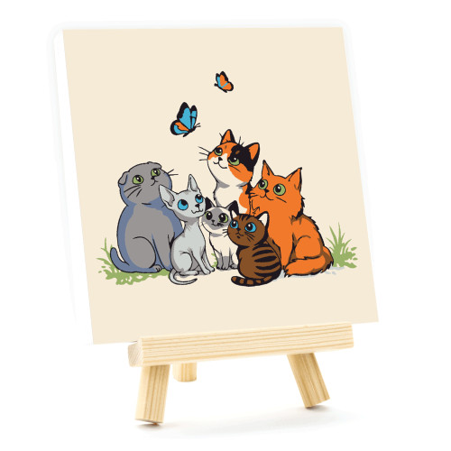 Набор картина по номерам Funny Cats, 15x15 см, с мольбертом ROSA START