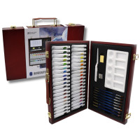 Подарочный набор акварельных красок 38 цветов в деревянном пенале