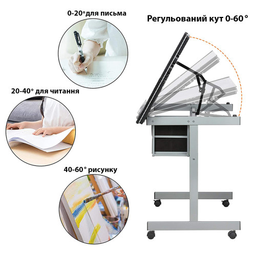 Стол художественный SINOART, 104x60x75 см, закаленное стекло, регулируемый угол наклона Стол художественный SINOART, 104x60x75 см, закаленное стекло, регулируемый угол наклона