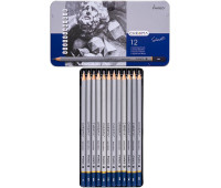 Набор графитных карандашей Marco Chroma 12 штук 2Н-9B в металлическом пенале