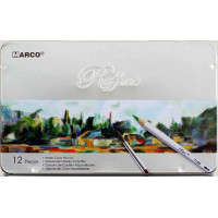 Набір акварельних олівців Raffine в металевому пеналі 7120-TN, 12 шт  