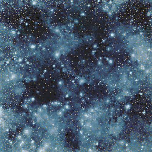 Лист односторонней бумаги с фольгированием, дизайн Golden Mini Drops, Mystical cosmos, 30,5см х 30,5см