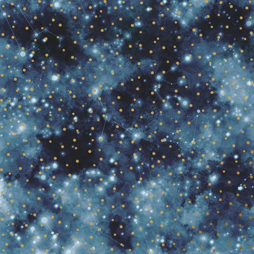 Лист односторонней бумаги с фольгированием, дизайн Golden Drops Mystical cosmos, 30,5см х 30,5 см
