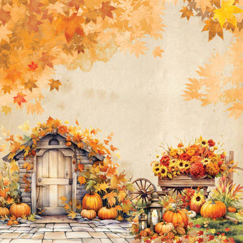 Лист двусторонней бумаги для скрапбукинга Bright Autumn №1129-3 30,5х30,5 см