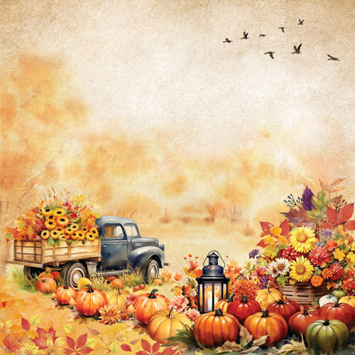 Лист двусторонней бумаги для скрапбукинга Bright Autumn №1129-2 30,5х30,5 см