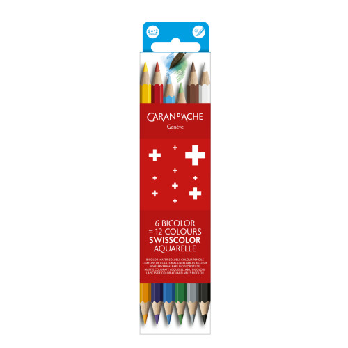Набор акварельных карандашей Caran d'Ache Swisscolor Bicolor Картонный бокс, 6 шт (7630002362061)