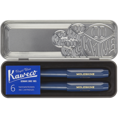 Набор чернильная ручка и Шариковая ручка, 6 картриджей Moleskine x Kaweco, Синий (8056598854985)