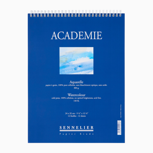 Альбом для акварели Sennelier Académie, 12 листов, целлюлоза, 300 г/м, 24х32 см