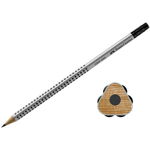 Карандаш чорнографітний Faber-Castell Grip 2001 В з гумкою, 117201  