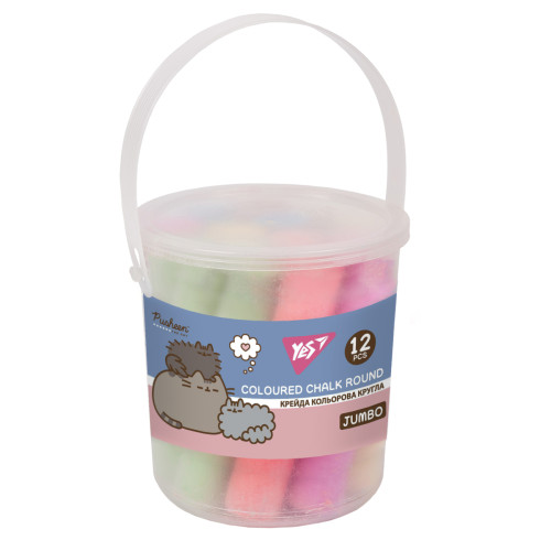Мел цветной Yes Pusheen 12 штук JUMBO в ведре