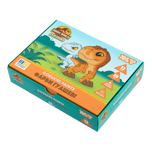 Краски гуашевые Yes Jurassic World.Kids 12 цветов 20 мл