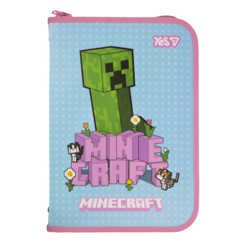 Папка факультативная пластиковая на молнии YES Minecraft.Spring с карманом A4