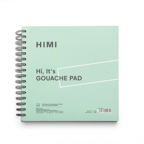 Блокнот на спирали для гуаши, 21,5х21,5 см, 160 г/м², 50 л, Зеленый, HIMI