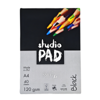 Склейка для эскизов и рисунка Studio, А4, 120 г/м², 40 л, черная бумага, SM-LT Art