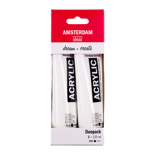 Набор акриловых красок AMSTERDAM (105) Белила титановые 120 мл 2 шт, Royal Talens