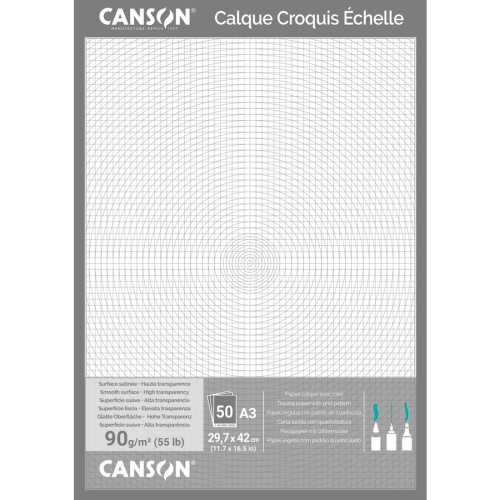 Калька для технического черчения Canson Calque Satin 90 г/м² А3 (29,7х42 см) 50 листов