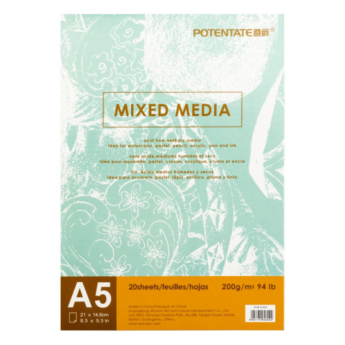 Склейка для смешанных техник Mixed Media Potentate А5, 200 г/м², 20 л