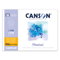 Склейка для акварели Canson Montval 24х32 см, 300 г/м², среднее зерно, 12 л (натуральный белый, склейка по 4 сторонам)