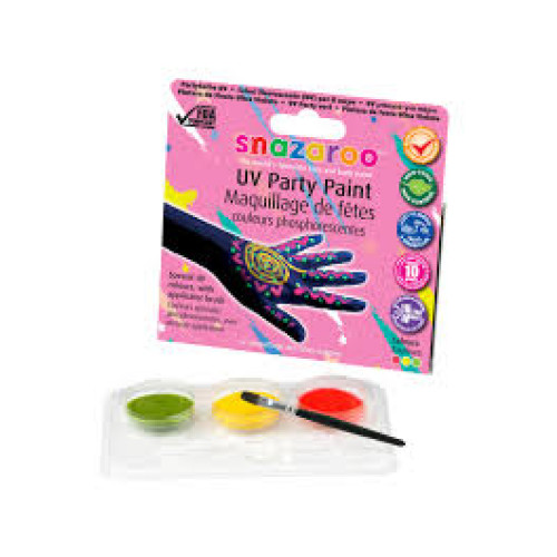 Набор красок для грима Snazaroo UV Party Paint 3х2 мл