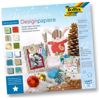 Папір дизайнерський 12 аркушів Folia Design Papers Pads РІЗДВО 190 гр, 30,5x30,5 см