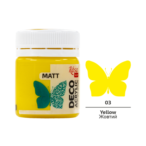 Акриловая краска матовая 20 мл Желтый №3