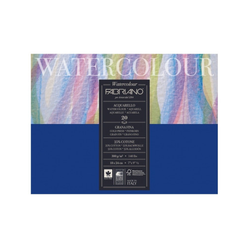 Склейка-блок для акварели Fabriano Watercolor A4 пл 200г/м 20л ср зерно 72612432
