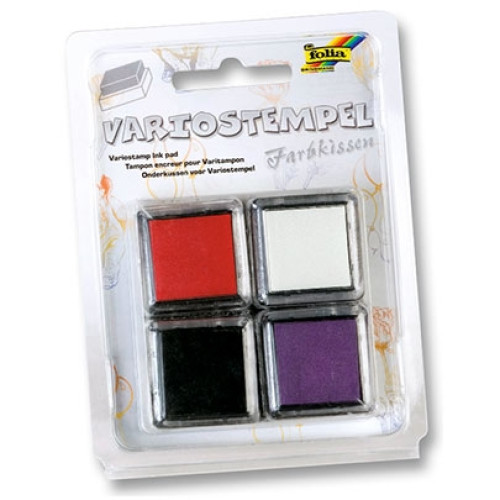 Набор чернил Folia Variostamp Ink Pads, Set I (Асортi, 4 цв: ярко-красный, белый, черный, фиолет